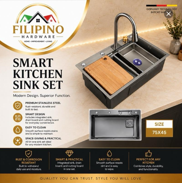 Pure 304 Stainless Modern Smart Kitchen Sink | Size: 75 X 45cm