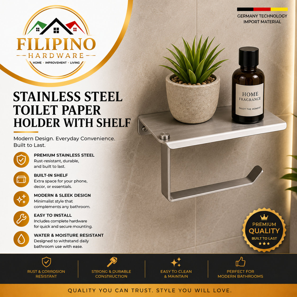 YC-622 | SUS304 Stainless Bathroom Tissue Holder