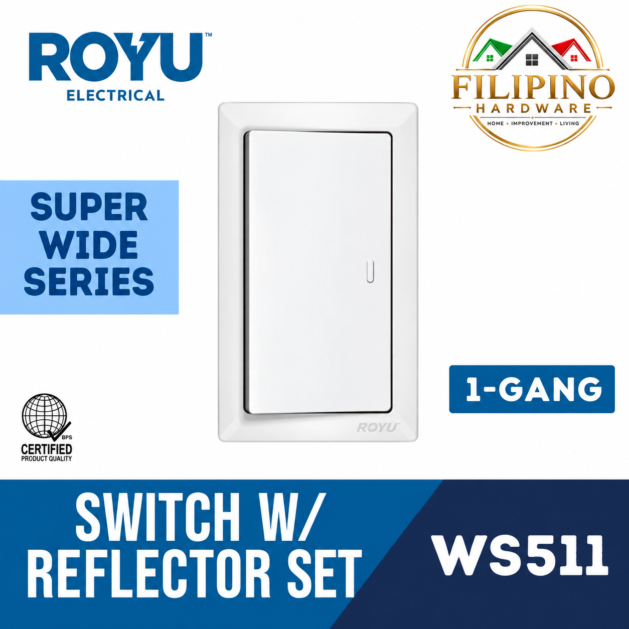 1 Gang ROYU Switch Set Super Wide Series