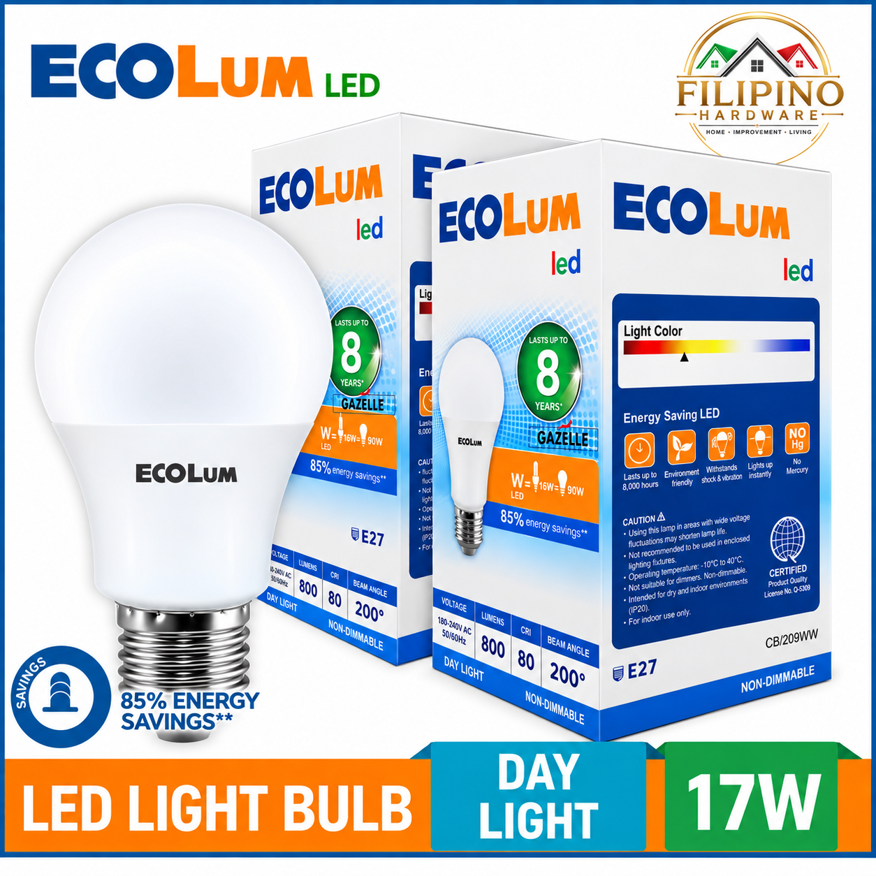 ECOLUM LED Lights Bulb Daylight 17W