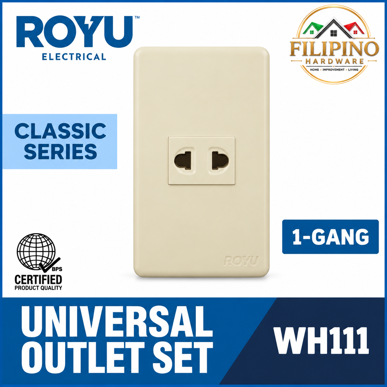 ROYU 1 Gang Universal Outlet Classic Series