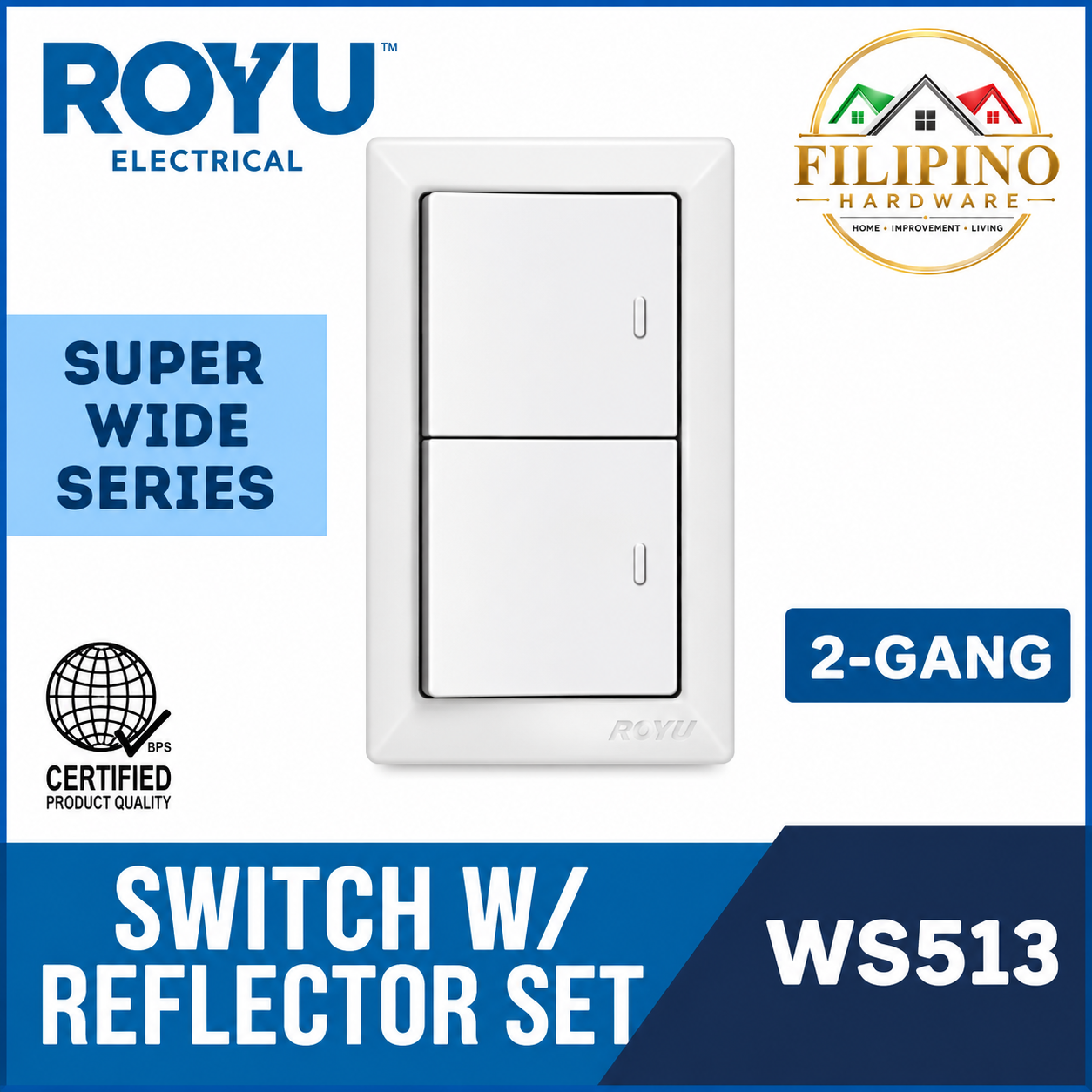 2 Gang ROYU Switch Set Super Wide Series