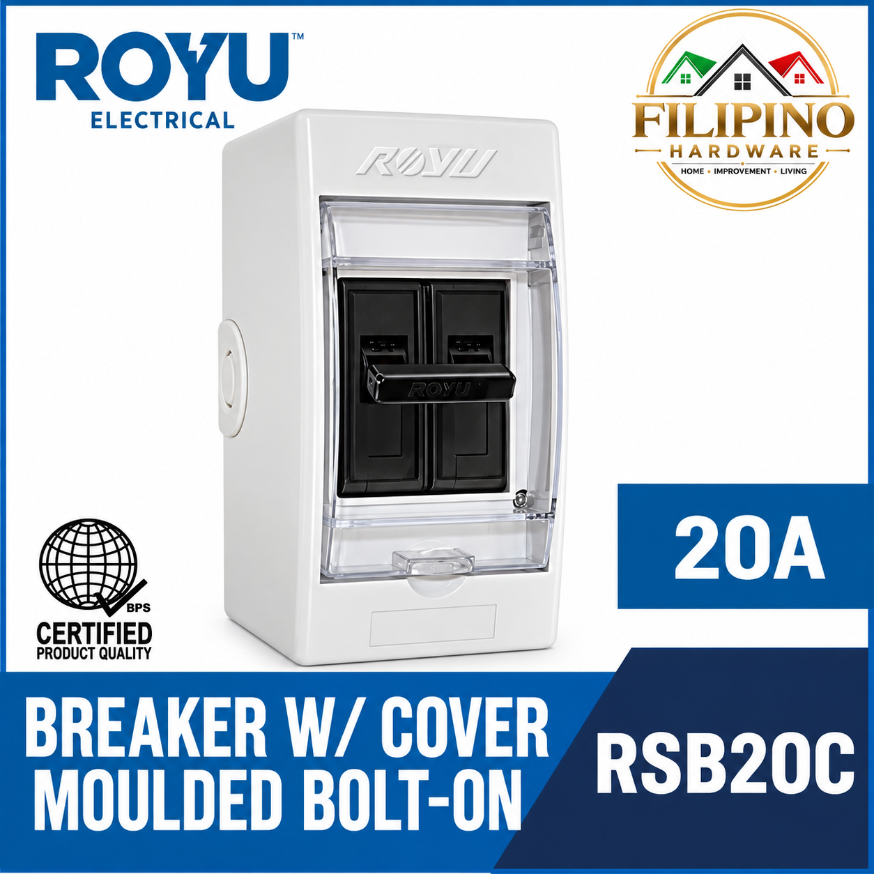 20A ROYU Safety Breaker Bolt-On With Cover & Outlet