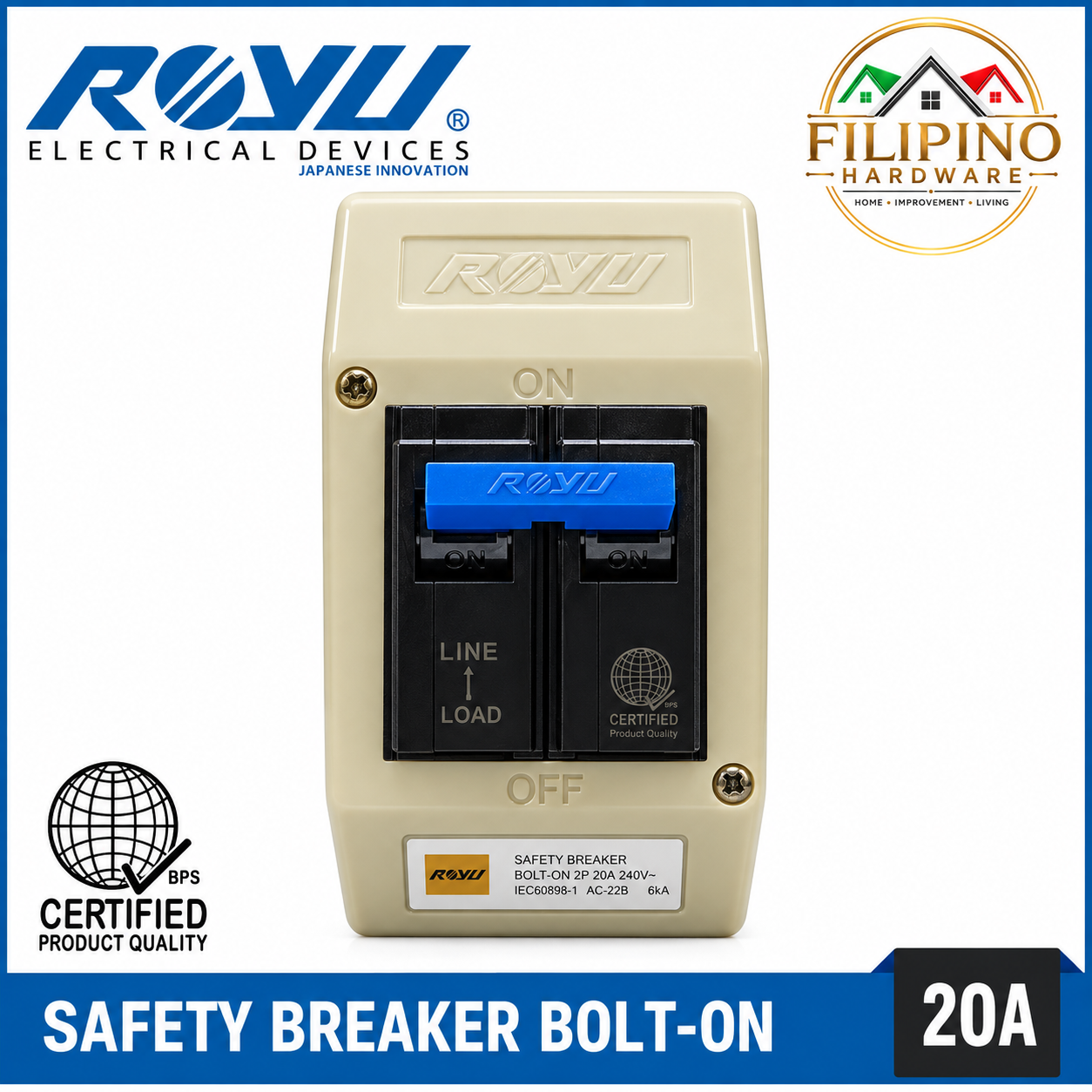 20A ROYU Safety Breaker Bolt-On With Cover