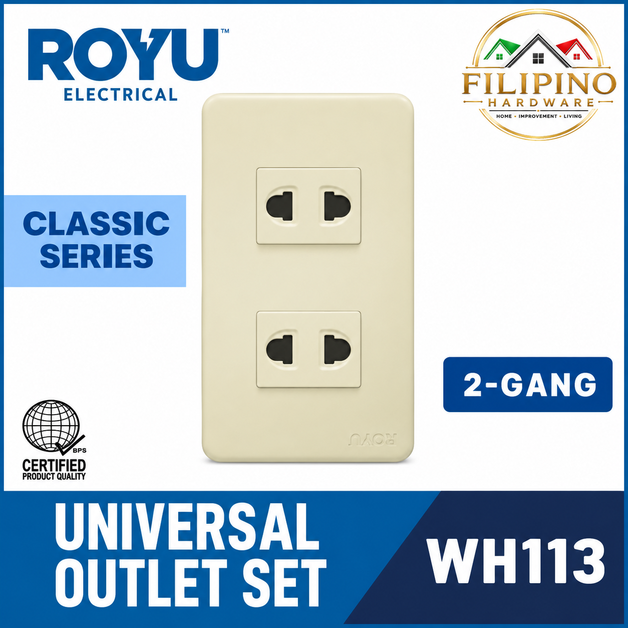 ROYU 2 Gang Universal Outlet Classic Series