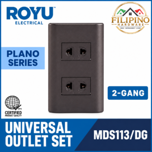 2 Gang ROYU Plano Series Universal Outlet Dark Gray