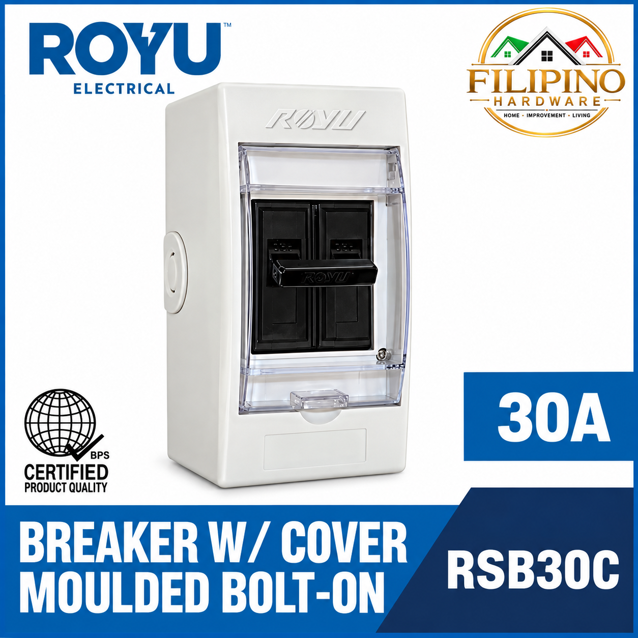 30A ROYU Safety Breaker Bolt-On With Cover & Outlet
