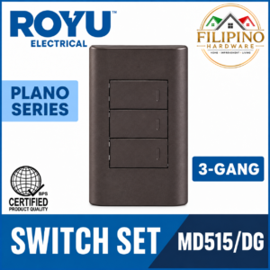 3 Gang ROYU Switch Plano Series Dark Gray