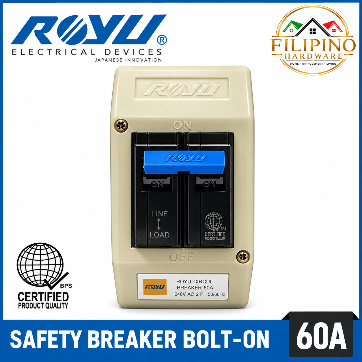 60A ROYU Safety Breaker Bolt-On With Cover