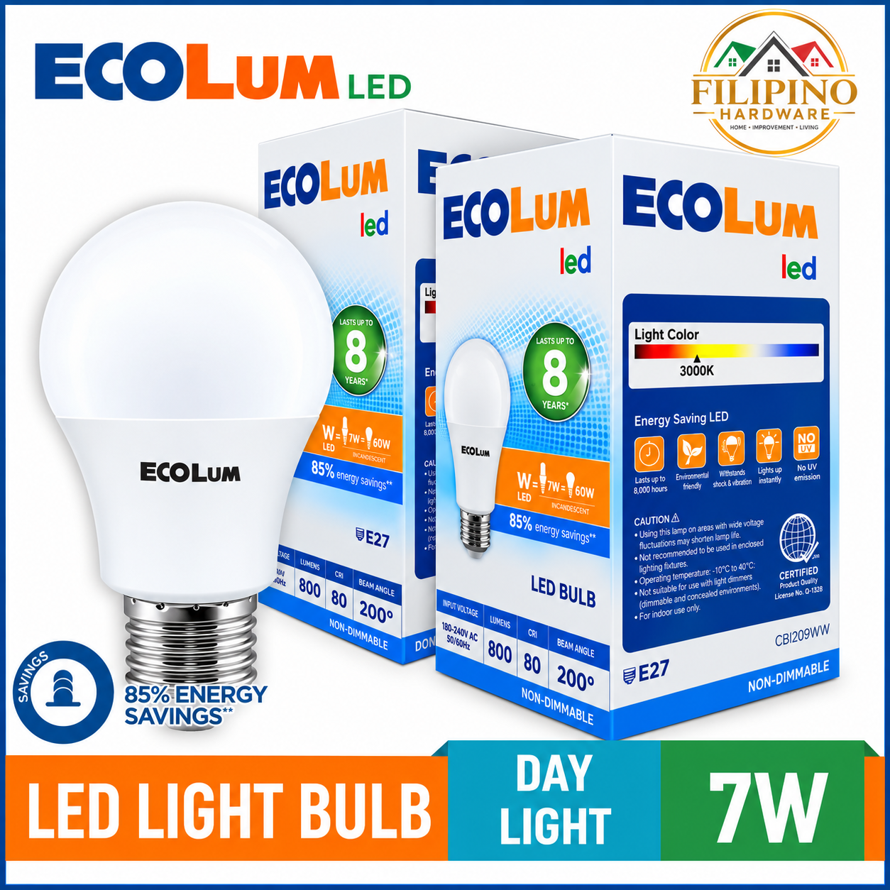 ECOLUM LED Lights Bulb Daylight 7W