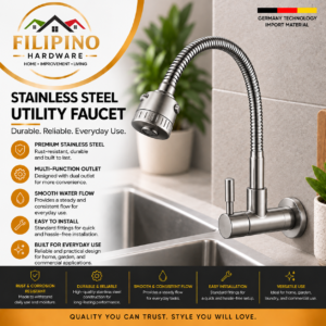 YC304 | Stainless Steel Wall Mounted Kitchen Faucet Flexible Gooseneck Spout Single Handle Sink Tap