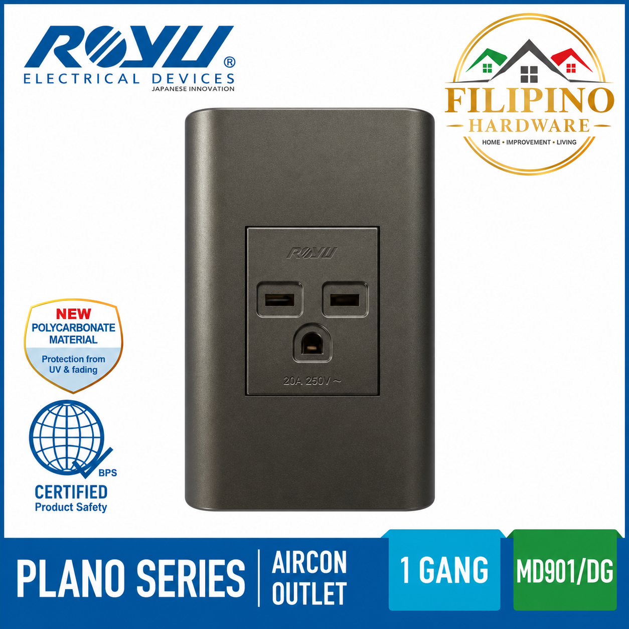 ROYU Aircon Outlet Plano Series Dark Gray