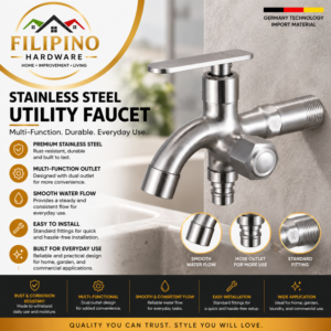 YC108 | SUS304 Stainless Steel 2-Way Faucet Wall Mounted Dual Water Tap Hose Bibb Kitchen Bathroom Water