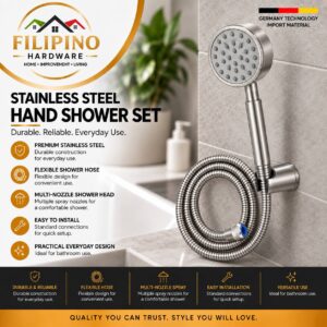 401 | Stainless Steel Handheld Shower Head Set with Flexible Hose Wall Mount Holder Bathroom Shower