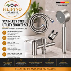 403 | Stainless Steel Handheld Shower Set with Flexible Hose Wall Holder Diverter Valve Bathroom