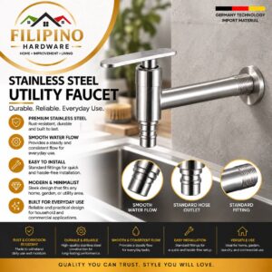 YC-111 | 304 Stainless Steel Long Wall Mounted Faucet 6 Inch Hose Bibb Water Tap Kitchen Bathroom Laundry