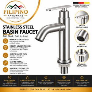 YC212 | 304 Stainless Steel Tall Basin Faucet Bathroom Lavatory Sink Long Spout