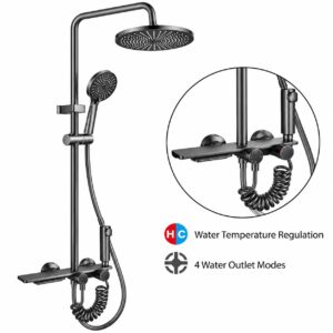 YC509 | Thermostatic Shower Set Rain Handheld 4 Way Water Outlet Mixer Stainless Bathroom Fixture