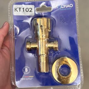KT102 | Stainless Angle Valve Gold 2 Way Water Pipe Connector Plumbing Adapter Fitting