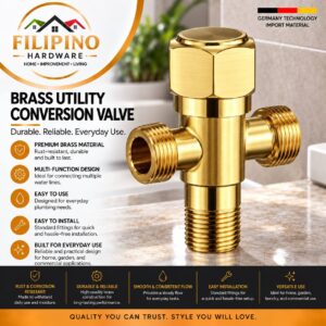 KT103 | Stainless Angle Valve Gold 2 Way Water Pipe Connector Plumbing Adapter Fitting