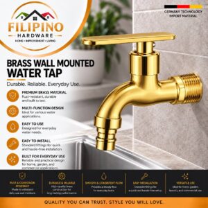 KT105 | Gold Stainless Wall Mounted Water Tap Faucet Single Lever Bib Cock Sink Garden