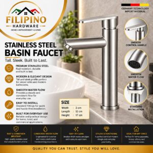 YC211 | 304 Stainless Steel Basin Faucet Single Bathroom Sink Lavatory Faucet Long Spout