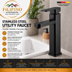 YC206-1 | Matte Black Tall Basin Faucet Bathroom Sink Faucet Modern Square Design Single Hole Water Tap