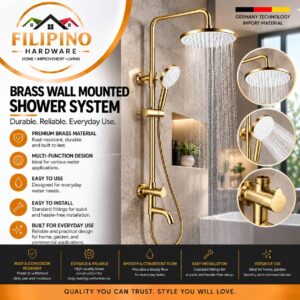 YC501-1 | Brass Shower Set Rain Shower Head Handheld Shower Mixer  Complete Bathroom System Gold